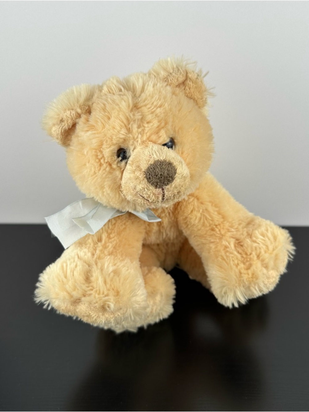 Russ Berrie Teddy of Mine Bear 8” Beige Tan Plush Stuffed Animal Blue Bow